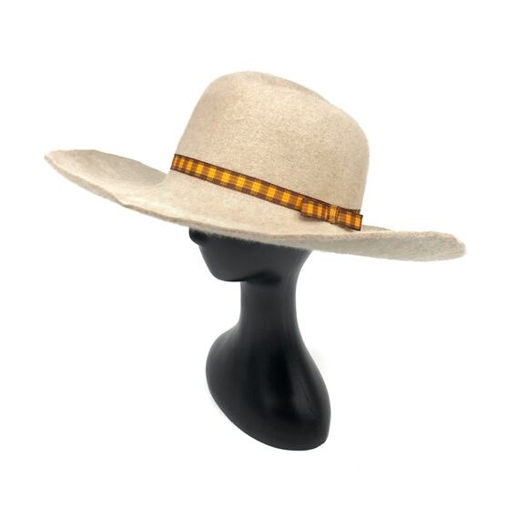 EL SORRELL Men’s Custom Felted Wool Fashion Hat Cream Orange Plaid - Picture 10 of 11